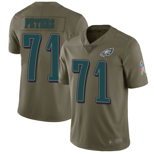 Men Philadelphia Eagles #71 Jason Peters Limited Olive 2017 Salute to Service Football NFL Jersey
